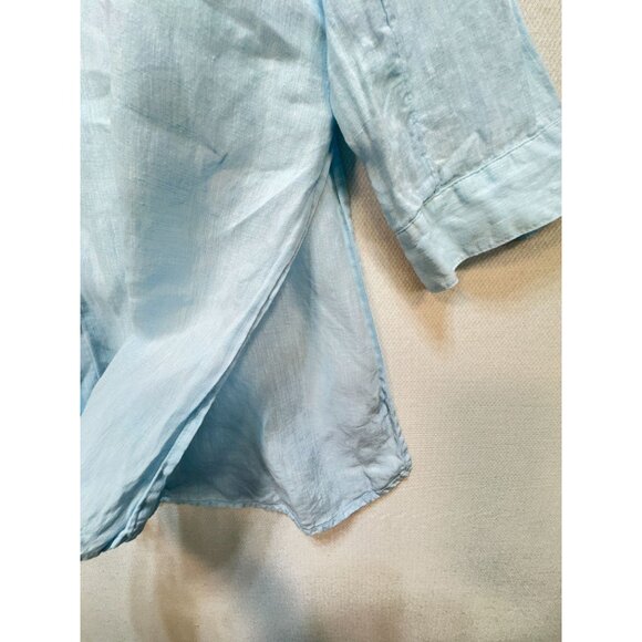 J.Jill Love Linen Shirt Dress Womens M Blue Button-Down Tunic Long Sleeve Casual - Picture 5 of 11